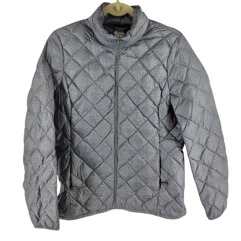 32 Degrees Heat Women Grey Quilted Down Puffer Jacket Space Dye Medium